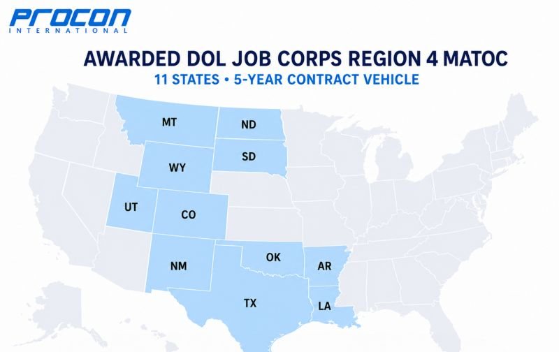 PROCON International awarded the DOL Job Corps Region 4 MATOC across 11 states